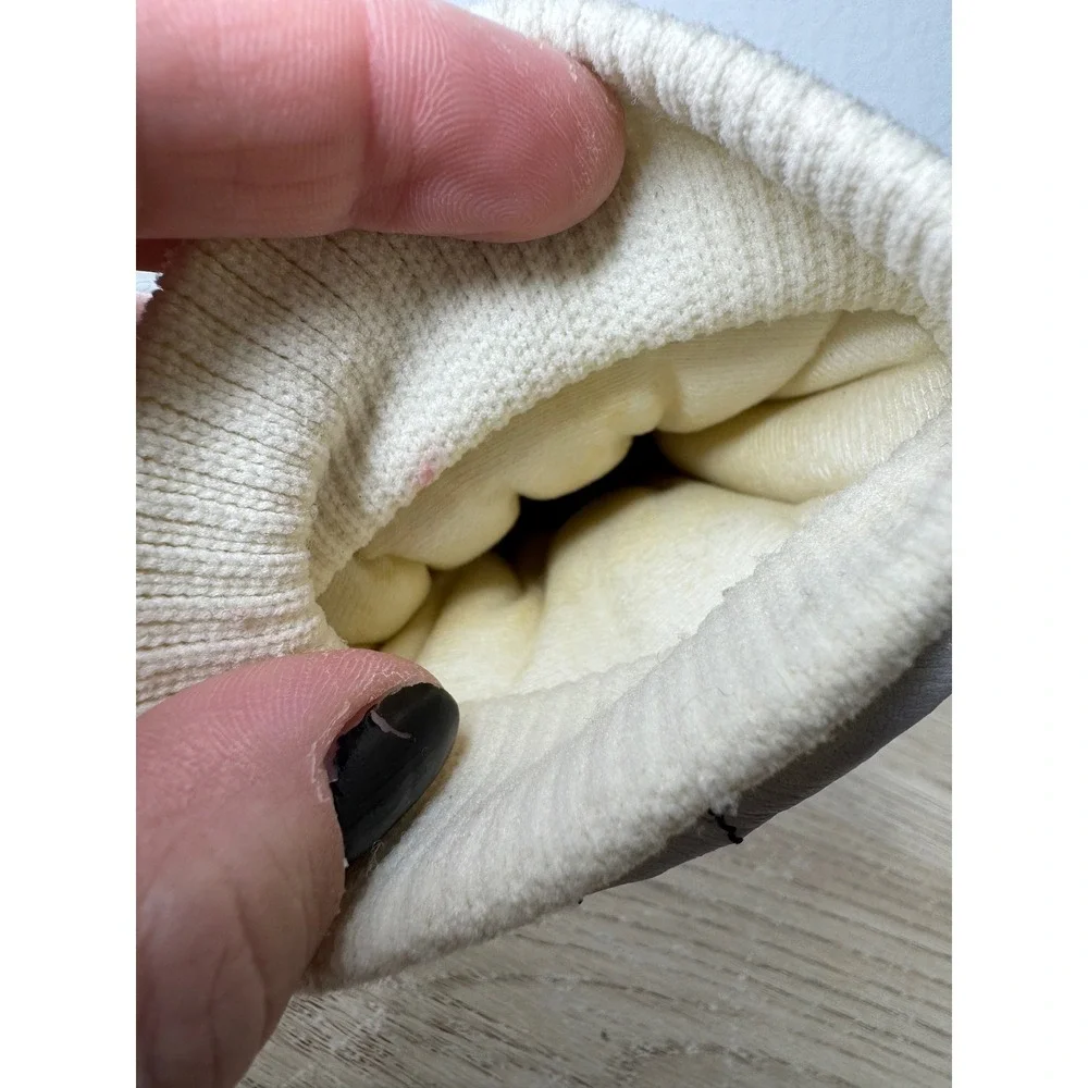 Vintage Aris Leather Ski Mittens Womens Medium White Navy Blue Softan Japan